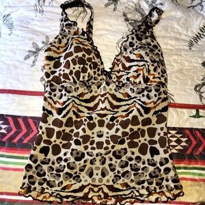 Profile animal print tankini top (xs)